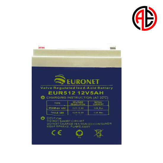 باتری یورونت 5آمپر 12 ولت سوکتی مخصوص انواع سیستم های امنیتی